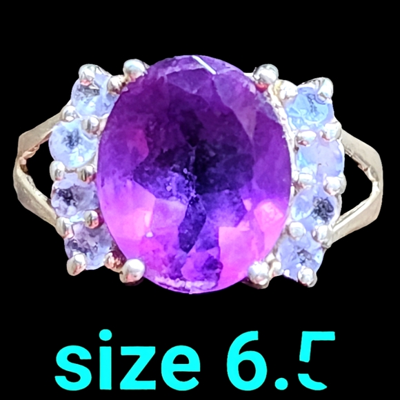 Sterling Jewelry - Sterling silver ring with purple amethyst type Stone size 6.5